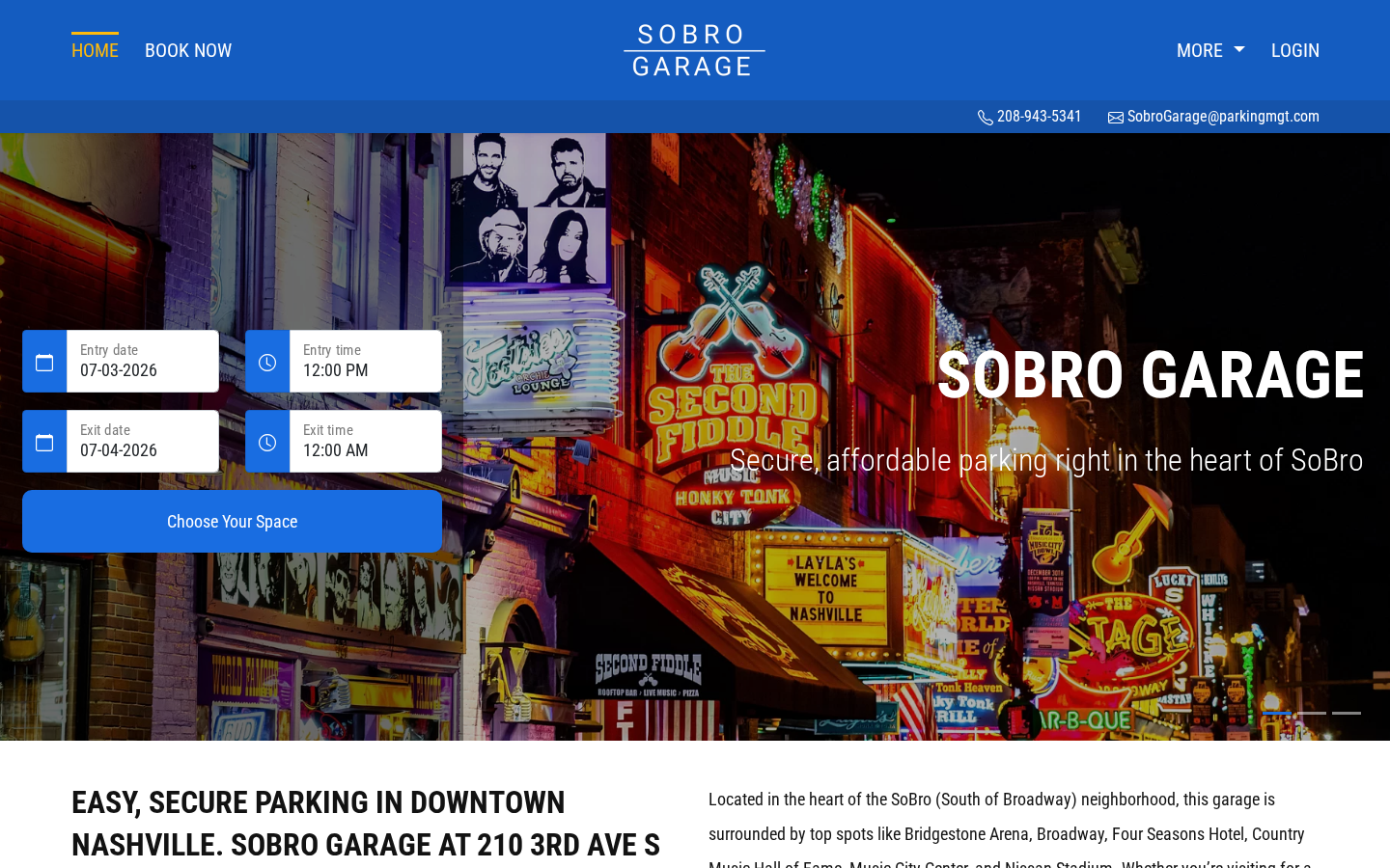 Music City Parking website built by IntelliPARK